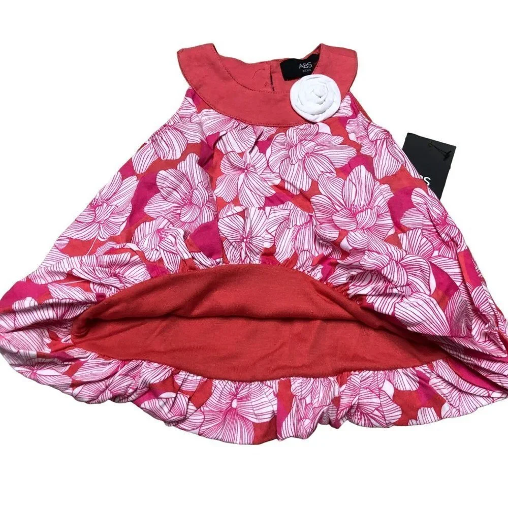 ABS KIDS BABY GIRL TWO PCS OUTFIT SET DRESS & WHITE LEGGING SIZE 12 MOS NEW WITH
